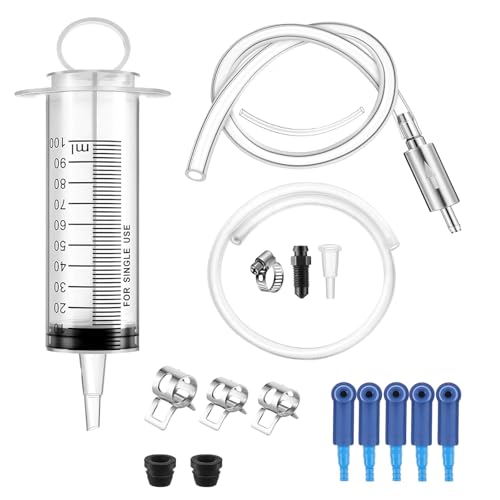 RDGXAED Brake Bleeder Kit - One Way Check Valve Hose Bleeding Kit 100ml Syringe, 50cm Hose, Oil Fluid Extractor Pump, Adapter - Brake Bleeder Tool for Motorcycle Cars Brake System Repair Maintenance