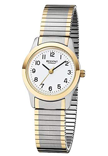 Regent 75650999 Edelstahl Damenuhr Zugband Bicolor