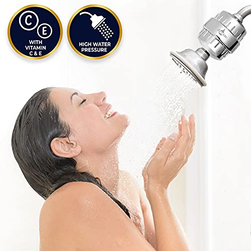 Aqualutio 15 Stage Shower Filter With Vitamin C - High Output Revitalizing Shower Head - Purifier Bathroom Filtration System For Hard Water, Chlorine, Heavy Metals & Odors [Extra Cartridge Included] #TOP5