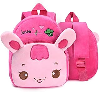 URAQT Toddler Backpack for Girls, Cute Pink Rabbit Kids Backpack Mini School Bag, Comfy Soft Plush Baby Girl Rucksack Toddler Girl Gifts for 1-2 Years Old