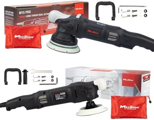 Maxshine 5" Dual Action & 5" Rotary Polisher Set – 15mm Long Throw, 1000W Power, 5″ Backing Plate, Variable Speed – Professional Auto Detailing Tool for Paint Restoration