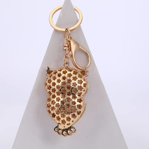 1 PCS Owl Keychain Cute Owl Key Ring Rhinestone Key Chain Owl Purse Charm for Women Girls Ladies Gifts, Pink, S