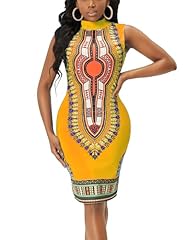 Yellow Dashiki African Midi Dresses