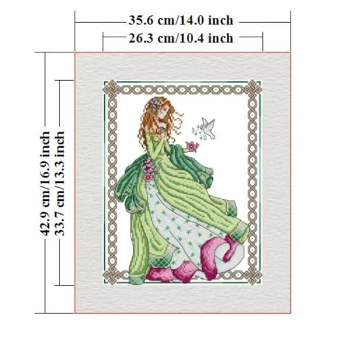 Image of Stamped Cross Stitch Kits for Beginners- Full Set of Angel of Peace Embroidery for Adults,11 CT 3 Strands DIY Patterns Counted Arts Craft 14x17 inch
