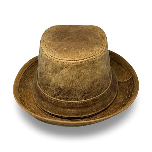 Westernlife Lederhut Echtleder Büffelleder Trilby Unisex Outdoorhut Wandern Braun Honeyoak (DE/NL/SE/PL Alphanumerisch XL)