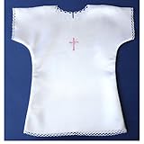 Celebration Taufaufleger schlicht weiß mit Bestickung Kreuz rosa 1.1.36