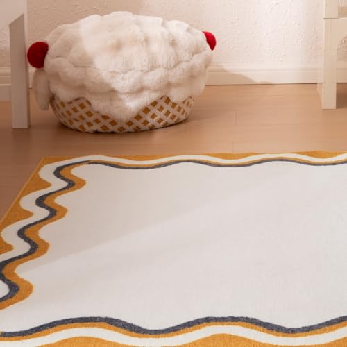 SLEEP ZONE Area Rugs for Playroom Washable Rugs Non Slip Rug Beige 4X6 Feet - image 2