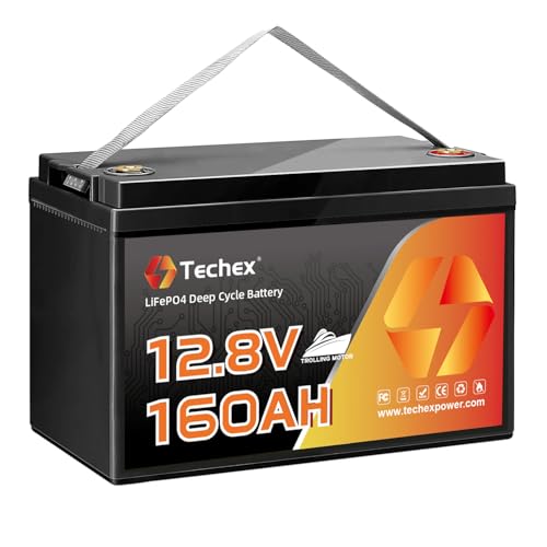 TechCella 12V 160Ah LiFePO4 Battery for Trolling Motor, 150A BMS, Built-in Bluetooth, Group 31, Low Temp Cut Off, Deep Cycle, 12V Lithium Battery for Trolling Motor, Boat