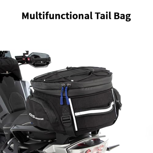 Alforja para motocicleta impermeable y expandible 18-20L, bolsa trasera de carga con accesorios, cierre cremallera, color negro, modelo CJB024N miniatura 2