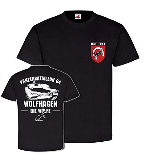 T-shirt blindé PzBtl 64 Wolfhagen BW Léopard 2 T Noir XXX-Large