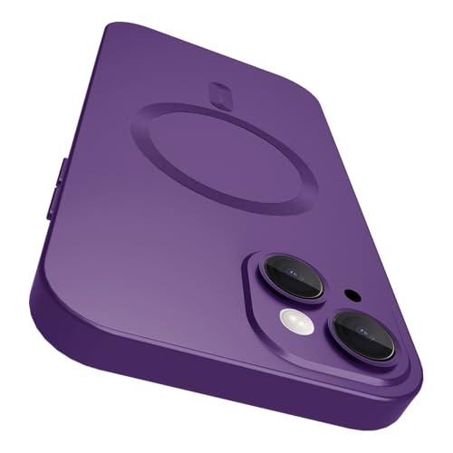 Coque magnétique iPhone 14 violette en TPU souple mat et protection objectif
