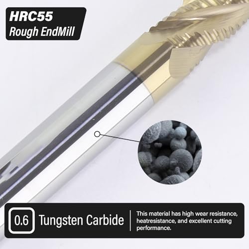 Image of 1 /2 inch Roughing End Mill 4 Flute Tungsten Carbide Milling Cutter Bits | ZrN Coating, for Alloy Steels, Hardened Steels