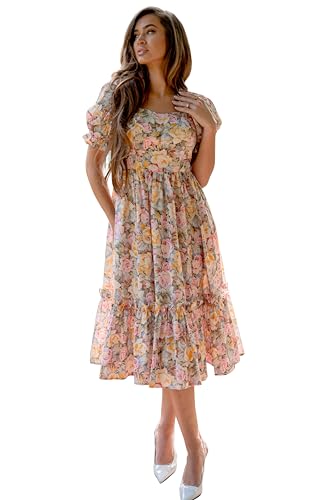 Image of Shasmi Women's Navy Blue Georgette Digital Floral Printed Floral Printing Short Sleeve A-Line Maxi Gown Dress for Women (Gown Dress 248)