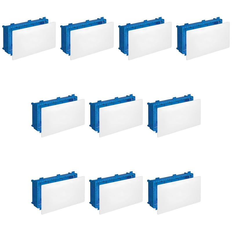 10 Abzweigkasten aus Gipskarton, 294 x 152 x 70 mm, PT7, IP40 mit Deckel und Schrauben, elektrische Box für Wände und Zwischendecken, für Verbindungsklemmen und Verbindungen