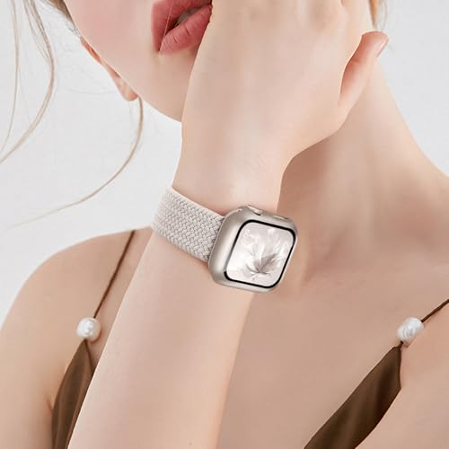 Braided Stretchy Band Compatible for Apple Watch Band and Case 40mm 41mm 42mm 44mm 45mm 46mm, Nylon Elastic Solo Loop and Protective Cover with Screen Protector for iWatch Series 11 10 9 8 7 SE 6 5 4 by Butifacion - Used condition - Image 6