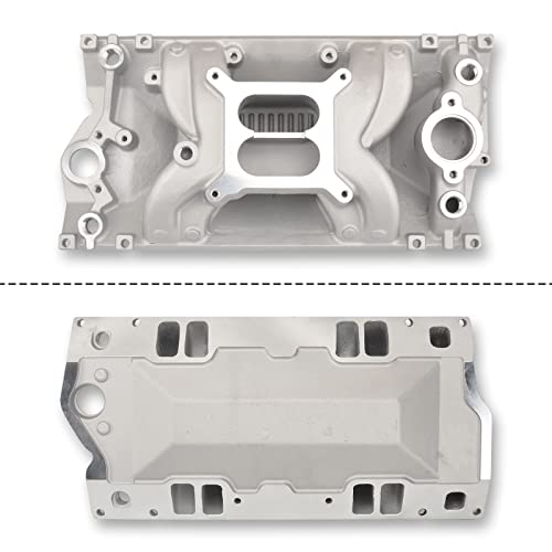 Batoneco Small Block Dual Plane Intake Manifold Compatible With Chevy Sbc Vortec V8 283 307 350 327 #TOP1