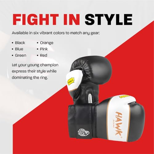 Hawk Sports Kids Boxing Gloves for Kids Children Youth Punching Bag Kickboxing Muay Thai Mitts MMA Training Sparring Gloves (Black, 4 oz)