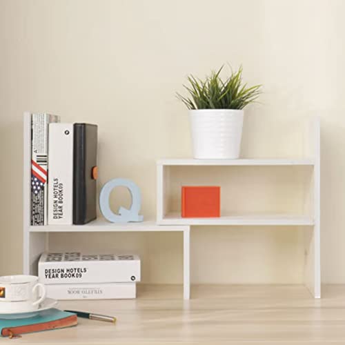Miniatura 6 de Kmqrdzi Estantería De Varios Niveles, Estantería, Organizador De Escritorio, Pequeña Estantería De Madera, Adecuada Para Mesa De Trabajo, Mesa De Oficina, Cocina, Dormitorio Universitario Blanco,