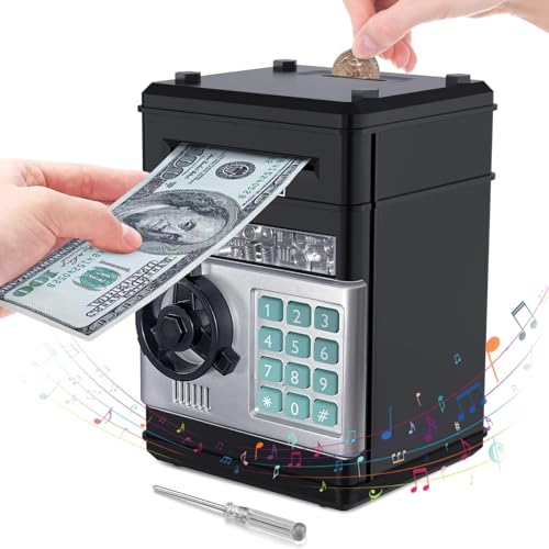 SunnyOcean Money Box for Kids Ages 3-12, Electronic ATM Money Safe for Boys Girls, Savings Money Box with 10 Children's Songs and Password Piggy Money Bank for Kids Birthday Children'S Day Gifts