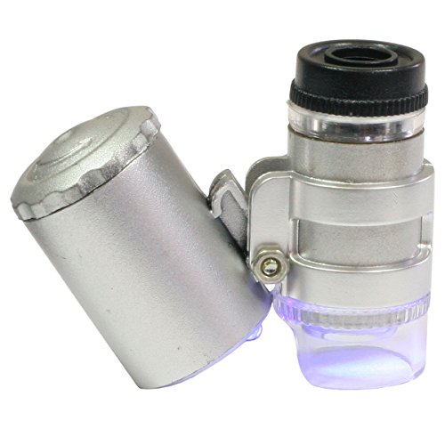Hts 211A0-45X Led Lighted - Mini Handleld Pocket Microsclpe - 3 Bulbs Uv And Bright White -Easy Slide Focus #TOP1