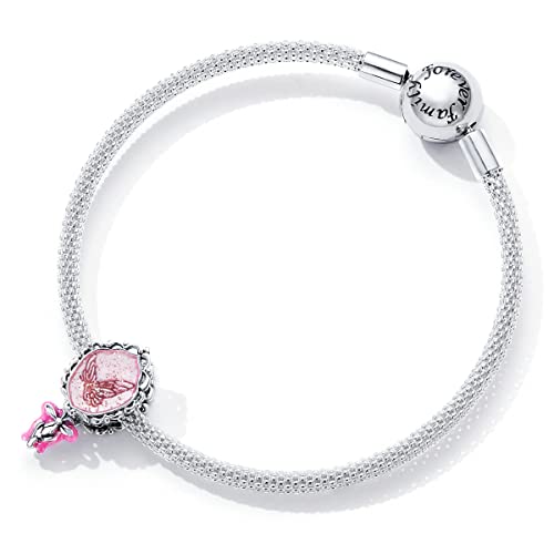Castillo de princesa de plata 925 y cuentas de corazón compatibles con pulseras europeas 6