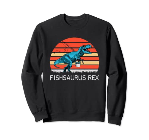 Divertido T-Rex Fishsaurus Rex Dinosaurio Pescador Dino Pesc Sudadera