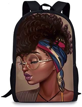 African American Girls School Backpack, Classic Lightweight School Bookbag for Girls High School and College, 17 Inches