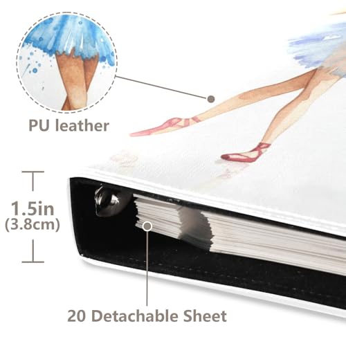 Álbum de fotos grande JIPONI Chic Ballerina Dancer, álbumes DIY con cubierta de cuero para fotos de 4x6, 5x7 y 6x8 pulgadas, libro de recuerdos autoadhesivo para bodas, bebés y familia miniatura 4