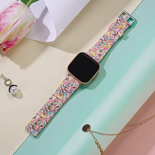 Maledan Bands Compatible With Fitbit Versa 2/Versa 1/Versa Lite Se, Silicone Printed Strap Replacement Accessories For Women Men, Magic Cloud, Large #TOP2