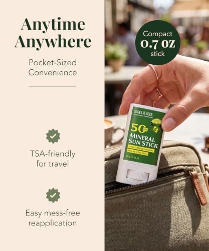 Image of Beef Tallow Mineral Sunscreen Stick SPF 50 for Face & Body, Broad Spectrum, Non-Nano Zinc Oxide, No White Cast, Reef Safe, Water Resistant 80 Min, Fragrance Free, Travel Size 20g