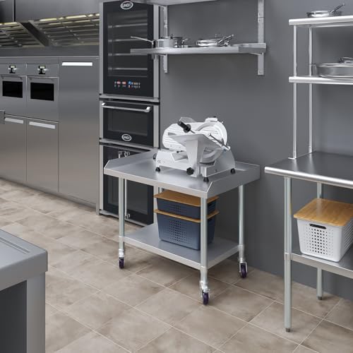 Image of AmGood Stainless Steel Equipment Stand with Undershelf + Casters, Heavy Duty, Commercial Grade, NSF Certified (24 inch Width x 36 inch Length + Casters)