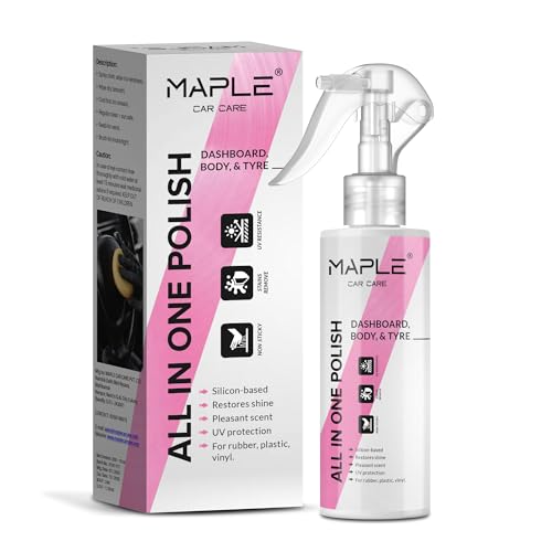 Image of Maple Car Care All-in-One Car Polish 200 ml | Dashboard, Body & Tyre Shine Cleaner | Multi-Surface Polish for Plastic, Vinyl, Leather, Paint, Chrome & Rubber | Car Polish for Shine & Protection