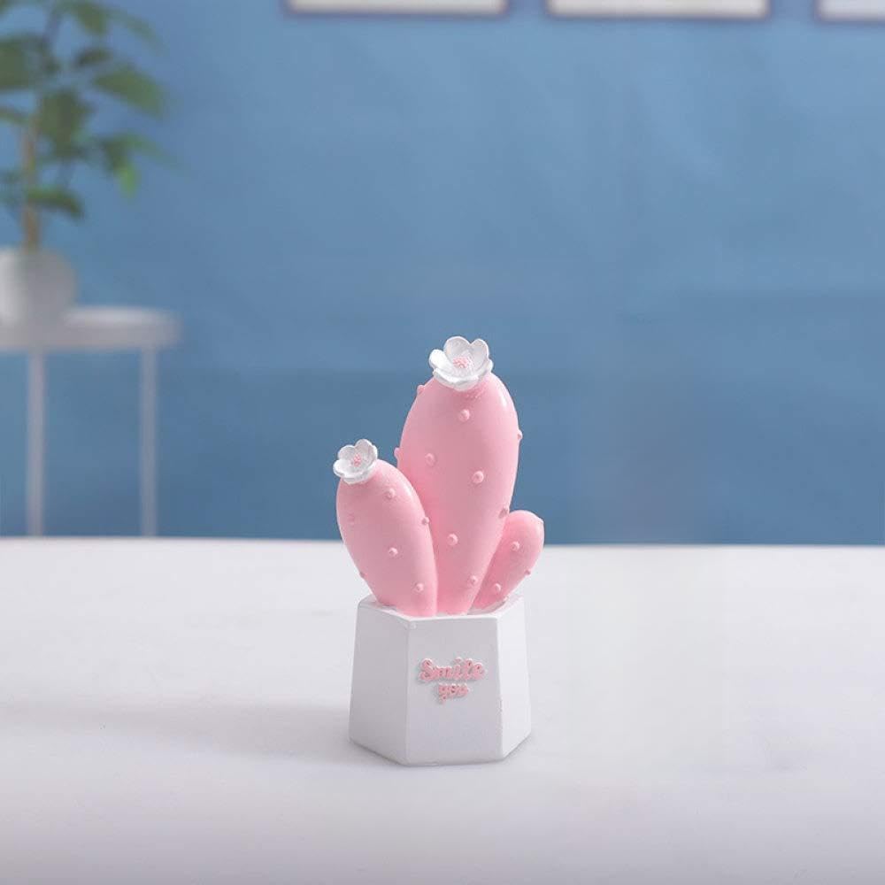 Petite statue artisanale de cactus rose en cadeau idéal pour couple