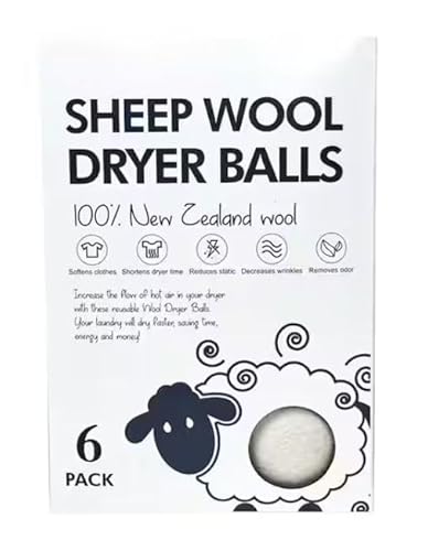 Unscented All Natural Reusable Wool Dryer Balls, 6 Pack XL Premium New Zealand Wool - Eco-Friendly Fabric Softener Alternative to Dryer Sheets & Liquid Softeners - Reduces Wrinkles - 1000+ Loads