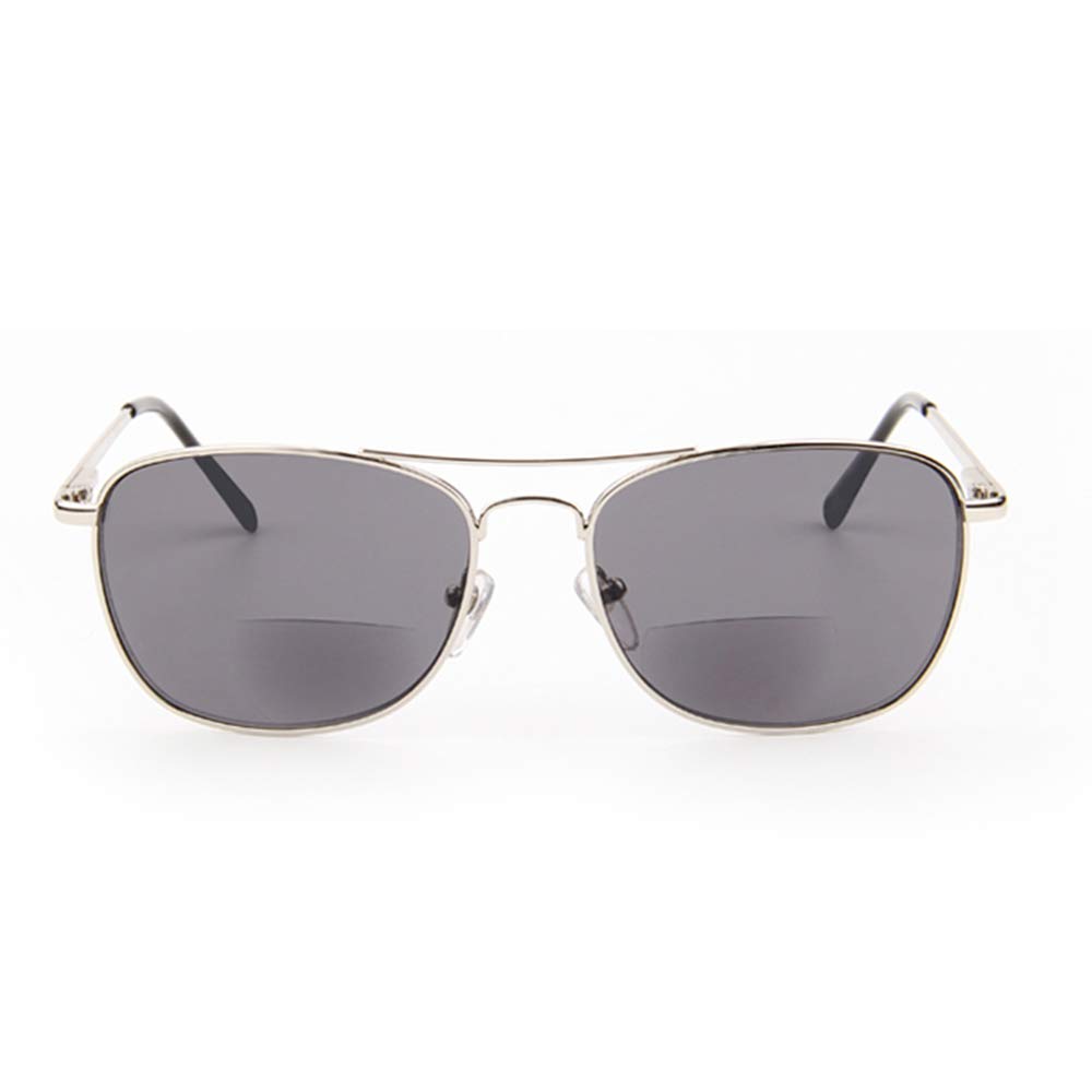 MANG Bifokal Lesebrille Lesehilfe Retro Pilotenbrille Gleitsichtbrille Mit Sehstärke Sehhilfe Grau Linse Brille Unisex Sonnenbrille Computerbrille