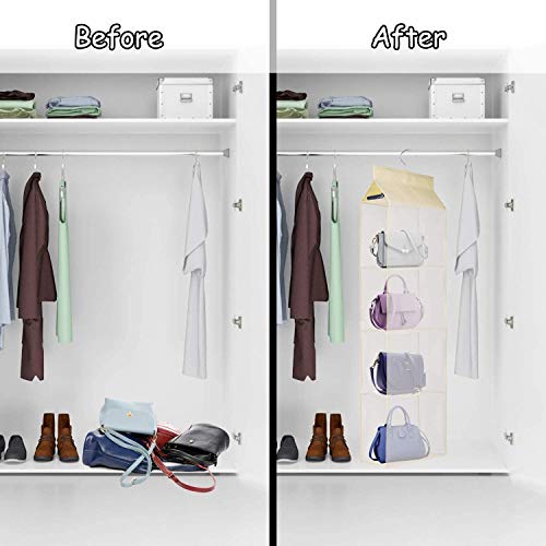 Shiwaki 4 Pocket Handtasche Aufbewahrungsschrank Kleiderschrank Fach Tasche Tasche Hngende Organizer Halter für Wohnzimmer Schlafzimmer Schrank(Beige)