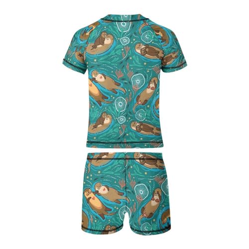 Cute Brown OttersChildren's Swimsuits Boys Two Piece Suit8-10Y（130cm）3