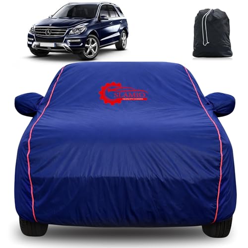 Image of 100% Waterproof Car Cover for Mercedes M Class | All-Weather, Dustproof & UV Protection | Heavy-Duty 3-Layer Fabric | Custom Fit with Mirror & Antenna Pocket | Navy Blue