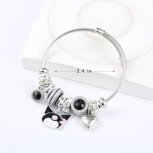 YouLuo Cute Charm Bracelet, Adjustable Stainless Steel Bracelet, Anime Cartoon Accessories Bracelets for Ladies Women Teen Girls Birthday Gift and Friendship3