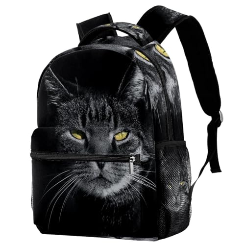 Sac à dos d'école chat tigré gris idéal pour le collège et les sorties de votre ado
