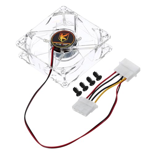 QUARKZMAN Transparente Ordenador Caja Ventilador 1800 RPM 80mm 4 Pasador LED Rojo Silencioso Enfriamiento Ventilador 4 LED 12 V para Escritorio Ordenador Radiadores con 4 Tornillos