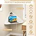 Giantex Corner Floating Desk, Wall Mounted Computer Desk with Storage Shelf, Space-Saving Writing Desk, Triangle Laptop Desk for Living Room, Study, Bedroom, Home Office & Small Spaces (White)