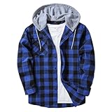 Oanviso Kapuzenhemd Herren Kariert Hemd Hoodies Karierte Freizeithemd Langarm Shirt mit Kapuze...