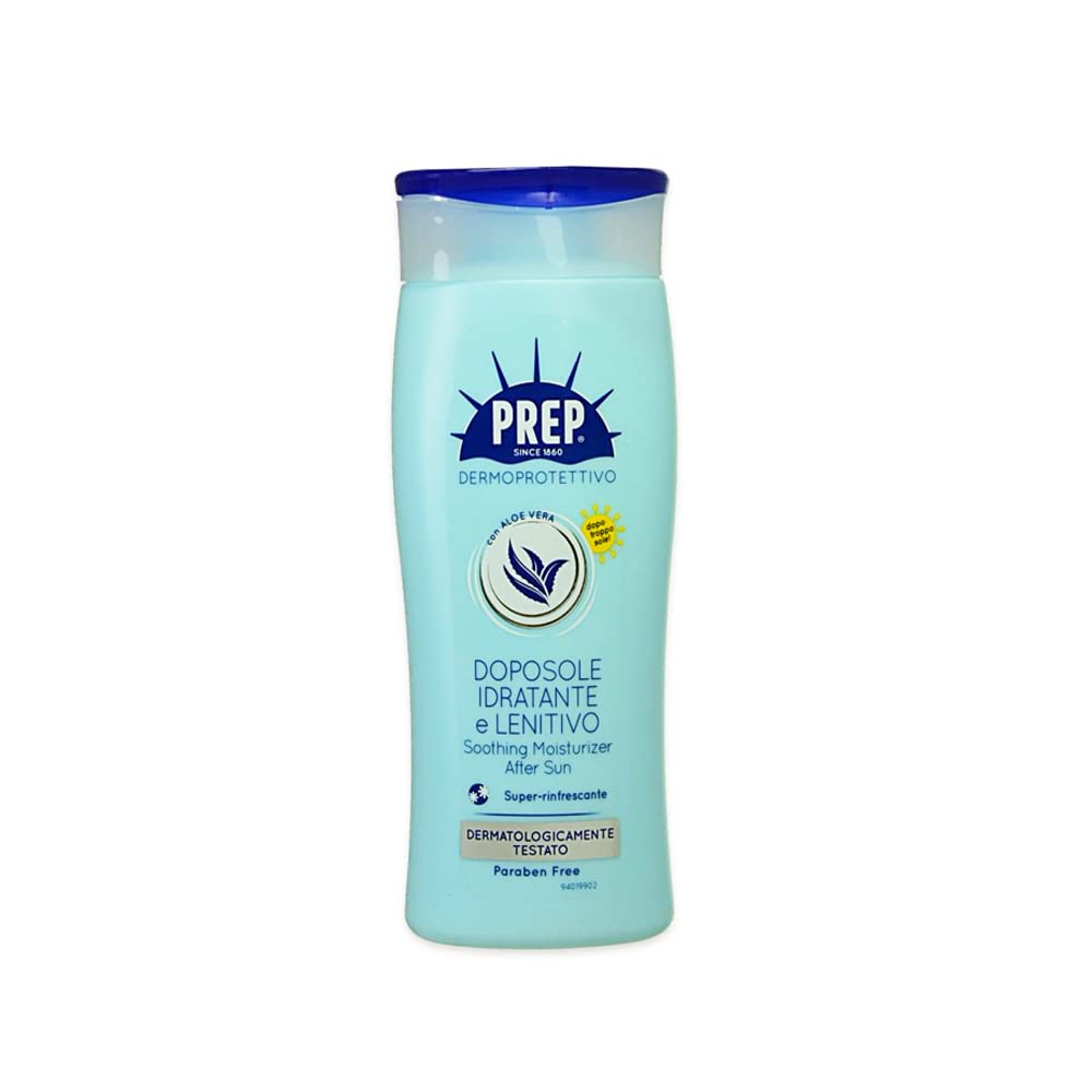 PREP, krem do opalania po opalaniu twarzy i ciała nawilżające i kojące, przedłużenie opalania, z aloesem, masłem shea i witaminą E, 200 ml