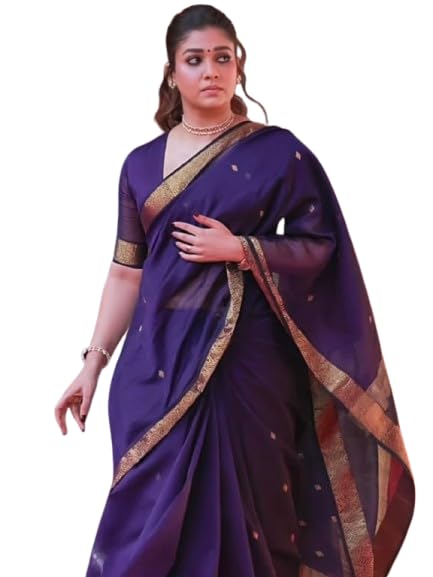 Image of South Cotton Gadwal Saree for Women | Celebrity Inspired Traditional Ethnic Wear | Chettinad & Kalyani Cotton Sarees | Soft Cotton Saree with Blouse Piece