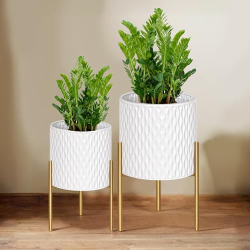 ARNIS Plants Pots with Stand, Set of 2 Planters, Unique