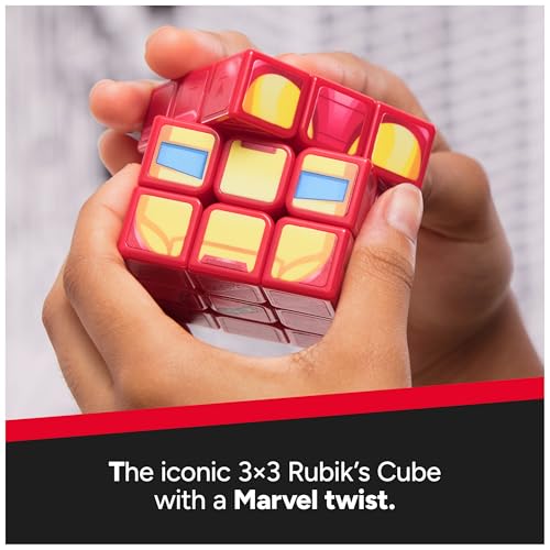Image of Rubik's Cube, Iron Man Cuber, Marvel Collectible Fidget Toy & Desk Decor, Challenging Brain Teaser for Fans of Marvel Rivals & Action Movies, for Ages 8 & Up