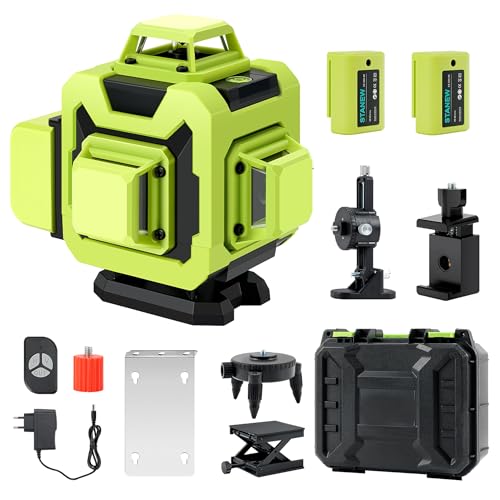 STANEW Niveau Laser Chantier Autonivelant 360° x 4, Lazer Niveaux 4D 16 Lignes Laser, Autonivellement et Mode Pulsé Extérieur, 2 x Batterie, Nivellement Automatique, Support Rotatif, Télécommande