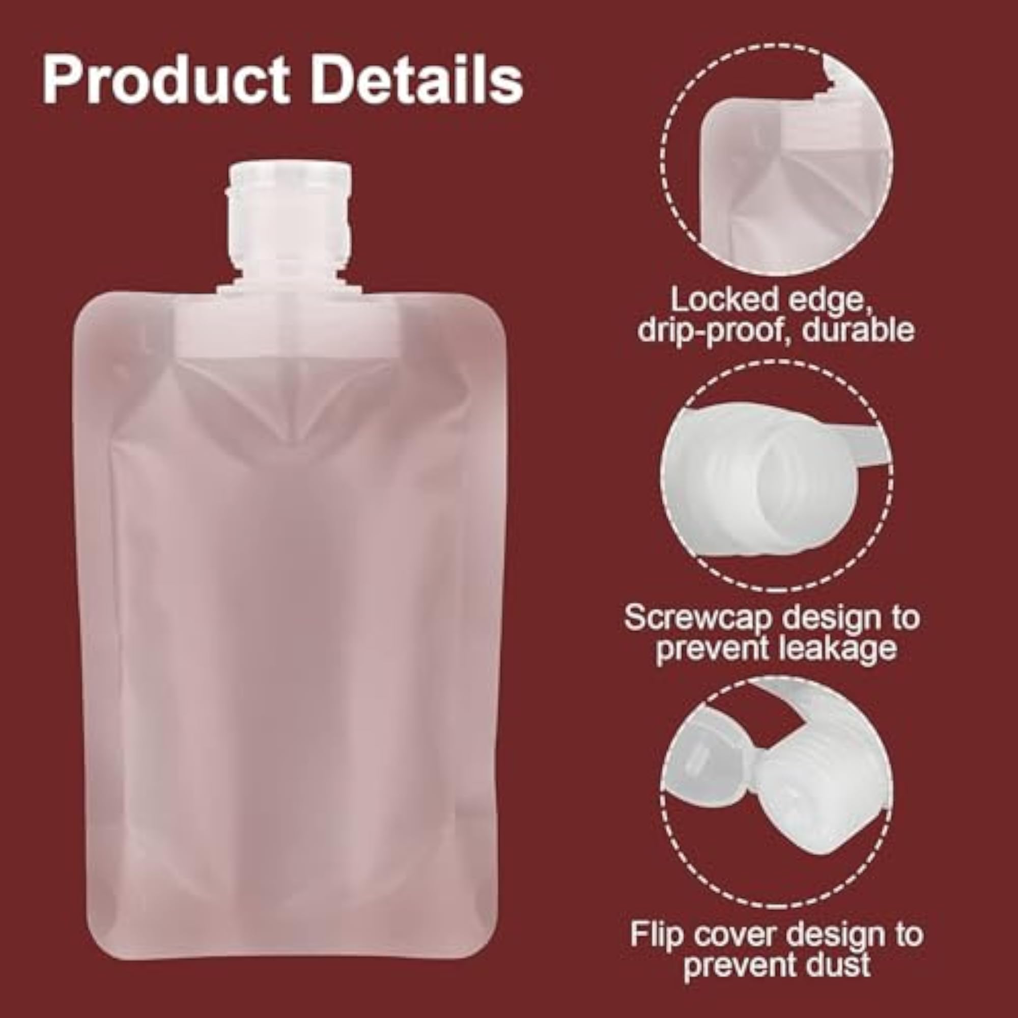 Travel Squeeze Pouches, Refillable Containers Pack of 3