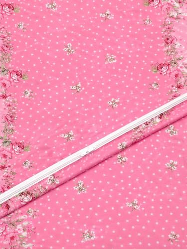 Image of Super Premium Quilt Cover Double Bed with Zipper Blanket Cover /rajai Cover /Comforter Cover /Duvet Cover King Size Soft Cotton Skin Friendly Stuff 90x100 Inches, Pink & White | TC - 300